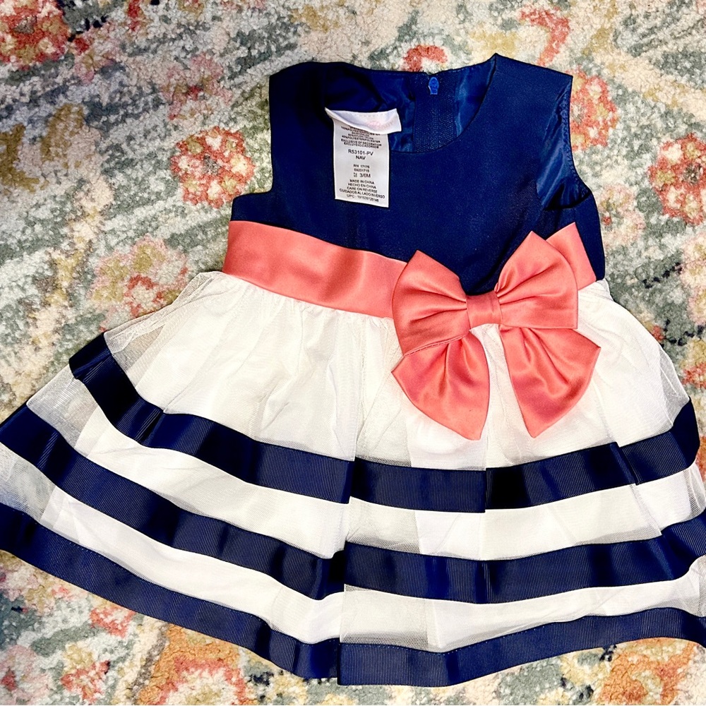 White and Navy Stripped Dress